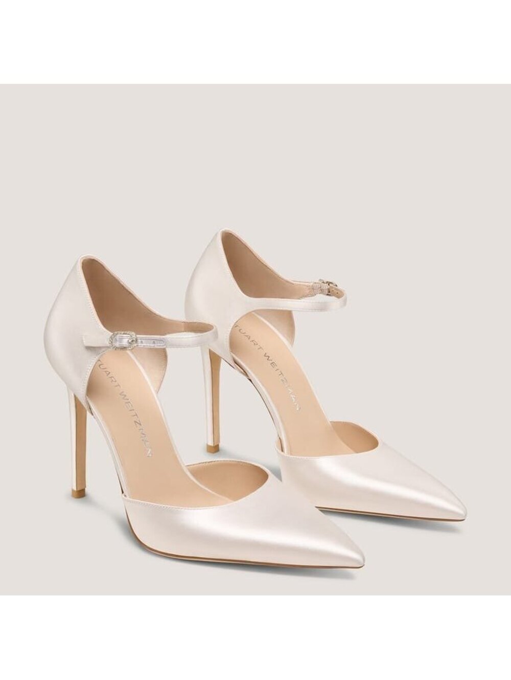 Stuart Weitzman Kensington Pump 100 Cream Satin Heels Size 7.5